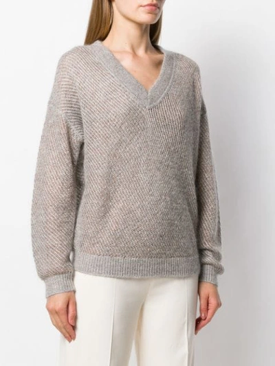 Shop Brunello Cucinelli V-neck Sweatshirt In Grey