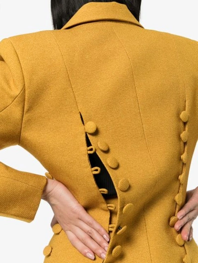 Shop Materiel Buttoned Long-line Blazer In Yellow