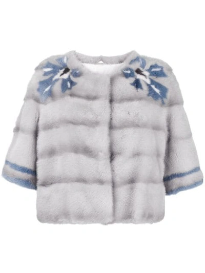 Shop Simonetta Ravizza Mink Fur Short Jacket In Grey