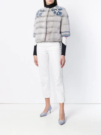 Shop Simonetta Ravizza Mink Fur Short Jacket In Grey