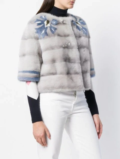 Shop Simonetta Ravizza Mink Fur Short Jacket In Grey