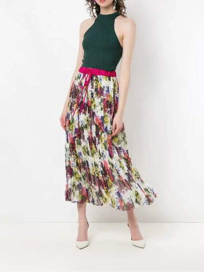 Shop Dolce & Gabbana Floral Print Drawstring Skirt In White