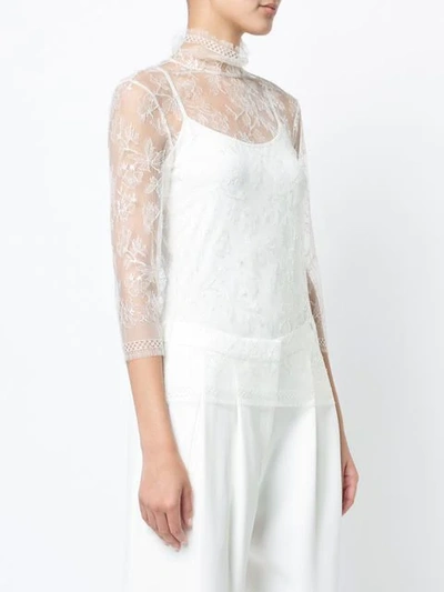 Shop Adam Lippes Sheer Lace Vest In Ivory