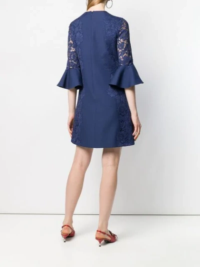 Shop Valentino Heavy Lace Dress In Blue