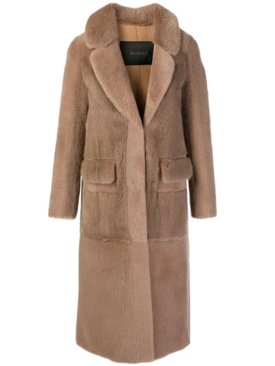 Shop Blancha Long Fur Coat - Neutrals
