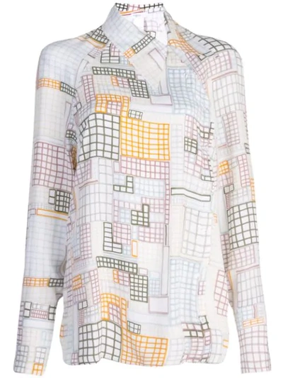 Shop Rosetta Getty Geometric Print Shirt In White ,multicolour