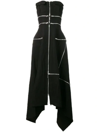 Shop Yohji Yamamoto Strapless Zip-detail Dress - Black