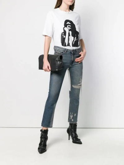 DIESEL BLACK GOLD STRAIGHT JEANS WITH BLEACHED PATCH - 蓝色