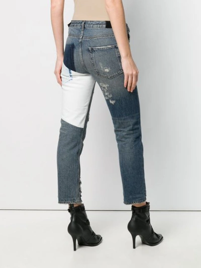 Shop Diesel Black Gold Straight Jeans With Bleached Patch In Blue