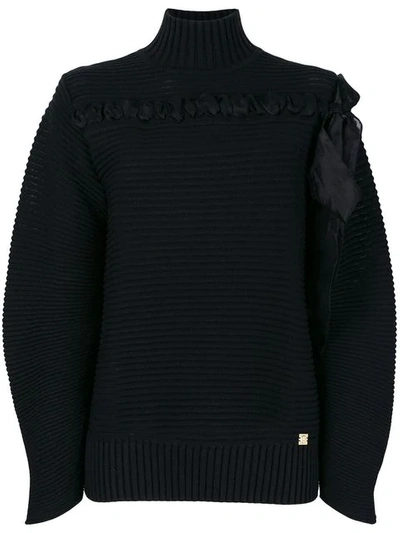 Shop Cavalli Class Ribbed Knit Sweater In Black