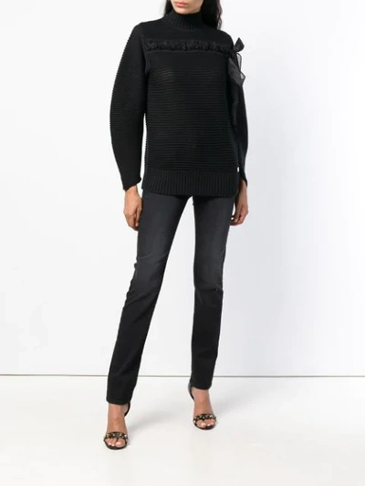 Shop Cavalli Class Ribbed Knit Sweater In Black