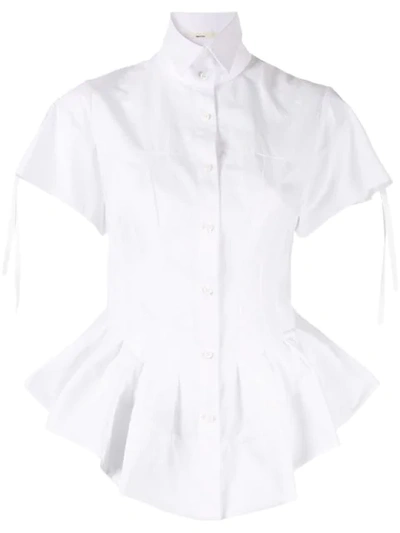 Shop Aganovich Peplum Shirt In White