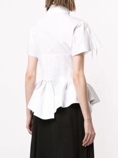 Shop Aganovich Peplum Shirt In White