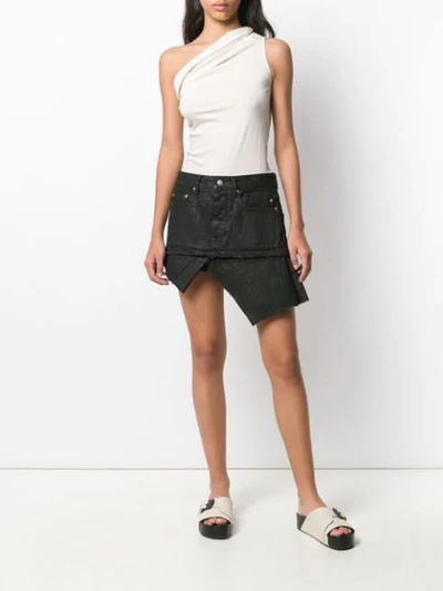 Shop Rick Owens Sisy Asymmetric Denim Skirt - Black