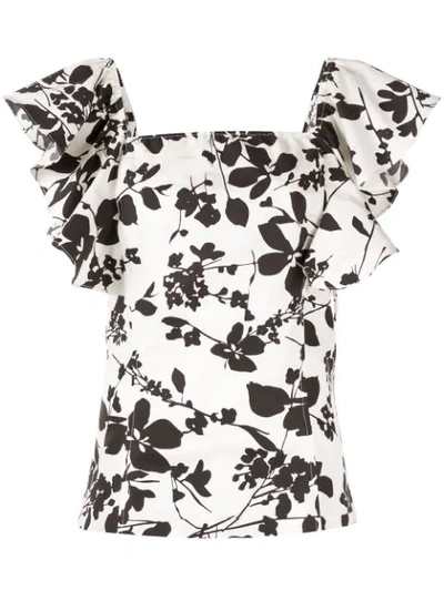Shop Bambah Floral Ruffle Top In White