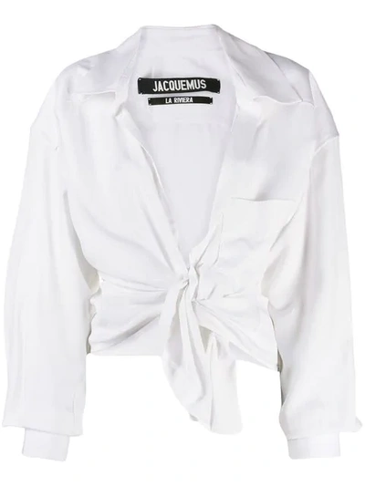 Shop Jacquemus Knot Detail Shirt In White