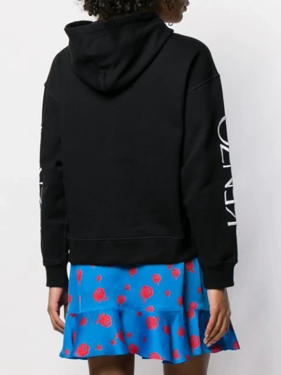 Shop Kenzo Floral Logo Hoodie In Black