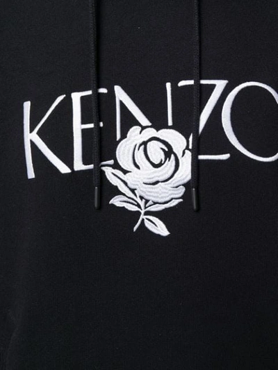 Shop Kenzo Floral Logo Hoodie In Black