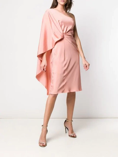 Shop Alberta Ferretti One-shoulder Draped Dress In Pink