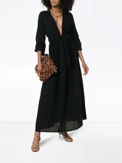 Shop Mara Hoffman Luna Tie-waist Cotton Dress In Black