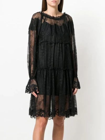 Shop Gold Hawk Lace Knee-length Dress In Black