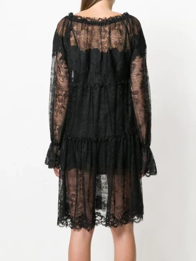 Shop Gold Hawk Lace Knee-length Dress In Black