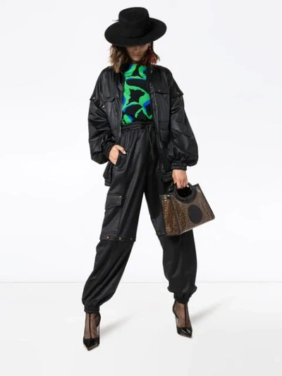 Shop Gucci Oversized Technical Bomber Jacket In Black