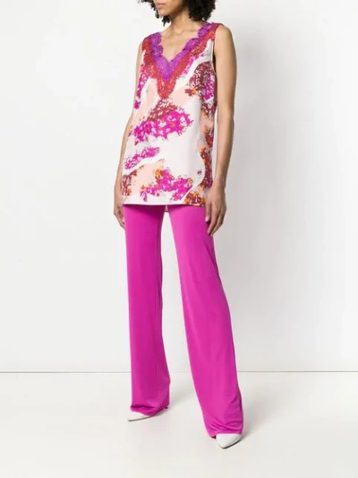 Shop Emilio Pucci Lace Trimming Floral Blouse In Multicolour