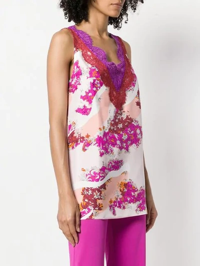 Shop Emilio Pucci Lace Trimming Floral Blouse In Multicolour