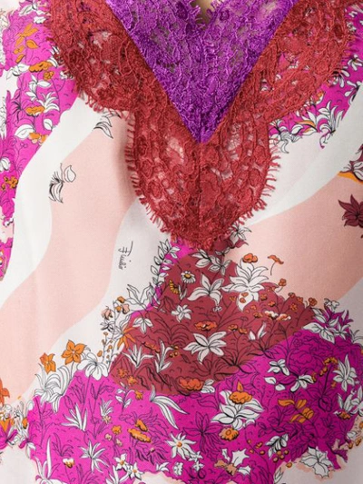 Shop Emilio Pucci Lace Trimming Floral Blouse In Multicolour