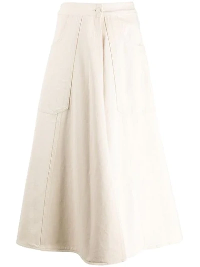 Shop Calvin Klein A-line Flared Midi Skirt - Neutrals