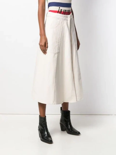 Shop Calvin Klein A-line Flared Midi Skirt - Neutrals