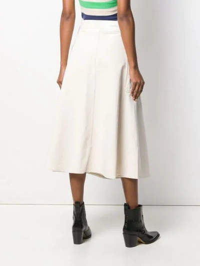 Shop Calvin Klein A-line Flared Midi Skirt - Neutrals