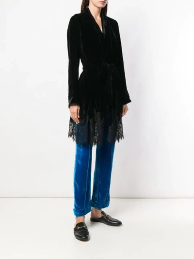 Shop Gold Hawk Lace Trim Kimono Jacket In Black