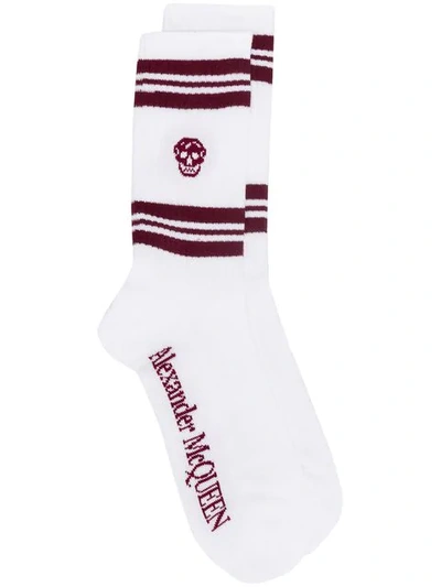 Shop Alexander Mcqueen Skull Knitted Socks In White