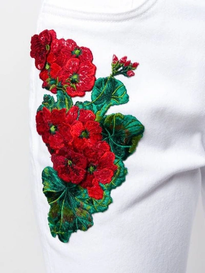 Shop Dolce & Gabbana Embroidered Flowers Skinny-fit Jeans In White