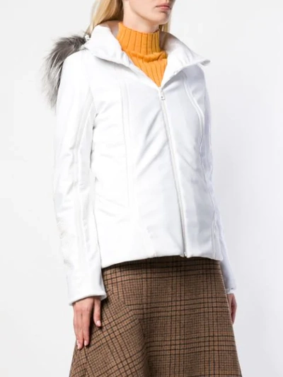 Shop Fendi Zipped Hooded Jacket In White