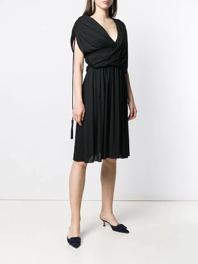 Shop Lanvin Draped Asymmetrical Dress In 10 Black
