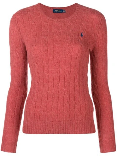 Shop Polo Ralph Lauren Logo Cable-knit Sweater In Red