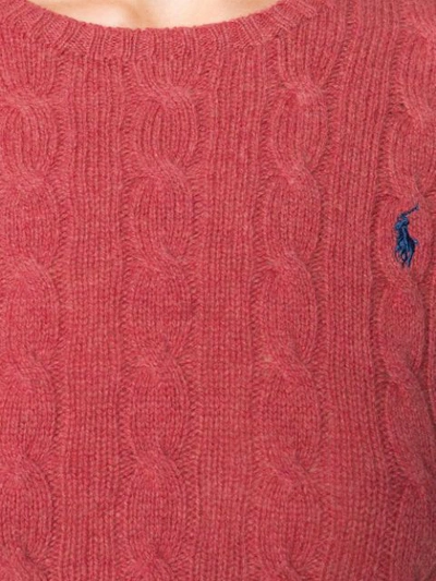 Shop Polo Ralph Lauren Logo Cable-knit Sweater In Red