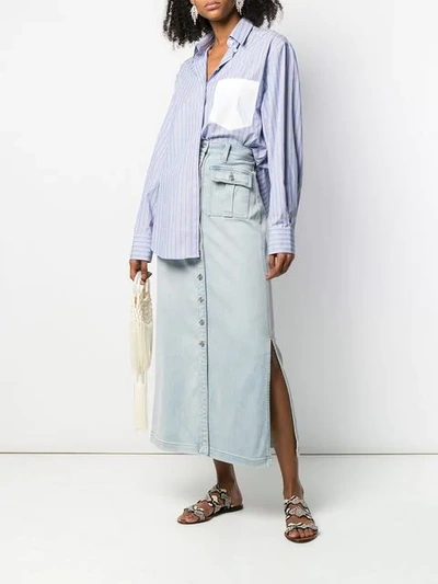 Shop Current Elliott Buttoned Maxi Denim Shirt In Blue