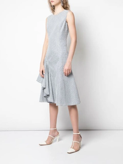 ADEAM FORML MIDI DRESS WITH SIDE RUFFLE - 白色