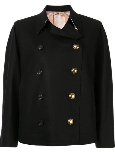 Shop N°21 Double Breasted Coat In Black