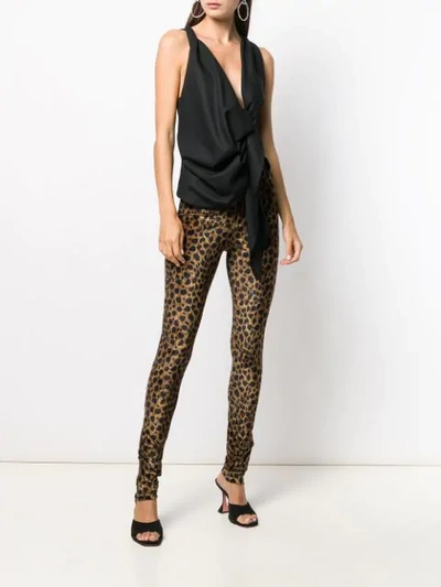 Shop Attico Leopard Print Trousers In Brown