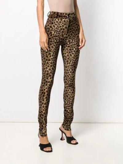 Shop Attico Leopard Print Trousers In Brown