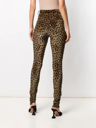 Shop Attico Leopard Print Trousers In Brown