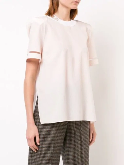 Shop Fendi Ribbed Collar Blouse In F14fb