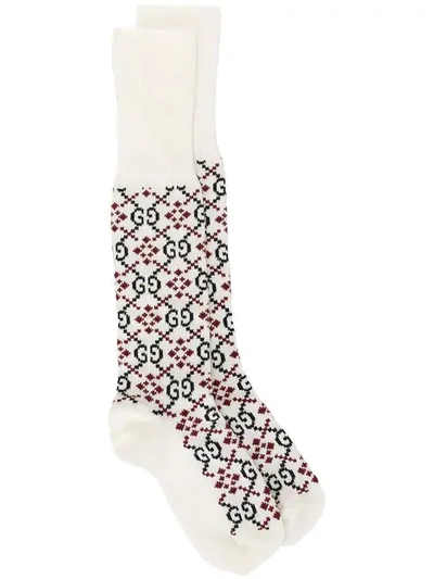 Shop Gucci Gg Diamond Socks In White