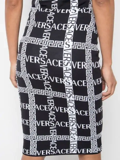Shop Versace Logo Printed Pencil Skirt In Black