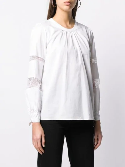Shop Michael Kors Lace Inserts Blouse In White